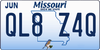 MO license plate QL8Z4Q