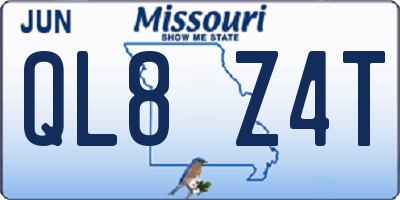 MO license plate QL8Z4T