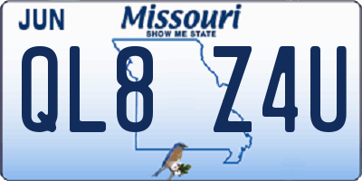 MO license plate QL8Z4U