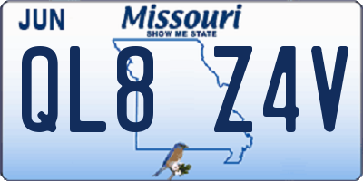 MO license plate QL8Z4V