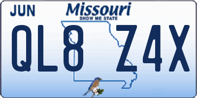 MO license plate QL8Z4X