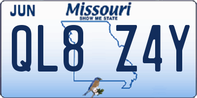 MO license plate QL8Z4Y