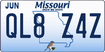 MO license plate QL8Z4Z