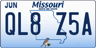 MO license plate QL8Z5A