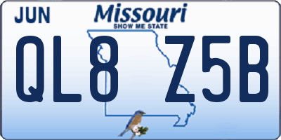 MO license plate QL8Z5B