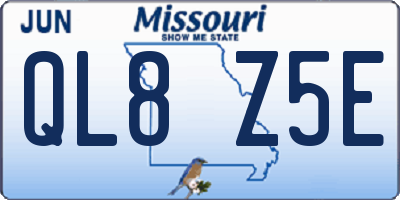 MO license plate QL8Z5E