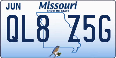 MO license plate QL8Z5G