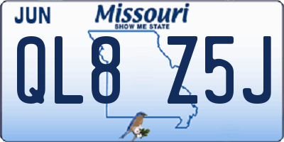 MO license plate QL8Z5J