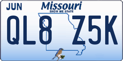 MO license plate QL8Z5K