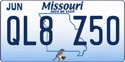 MO license plate QL8Z5O