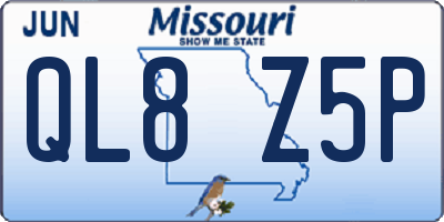 MO license plate QL8Z5P