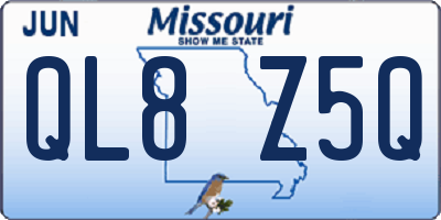 MO license plate QL8Z5Q