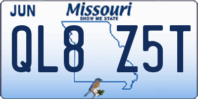 MO license plate QL8Z5T
