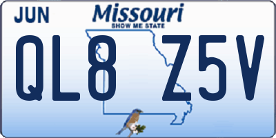 MO license plate QL8Z5V