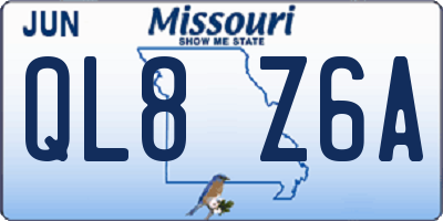 MO license plate QL8Z6A