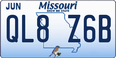 MO license plate QL8Z6B