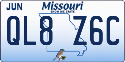 MO license plate QL8Z6C