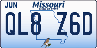 MO license plate QL8Z6D