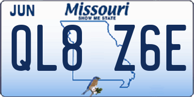 MO license plate QL8Z6E