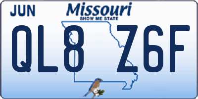 MO license plate QL8Z6F