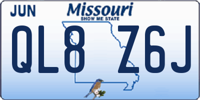 MO license plate QL8Z6J