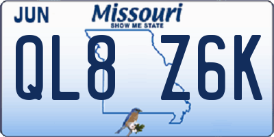 MO license plate QL8Z6K