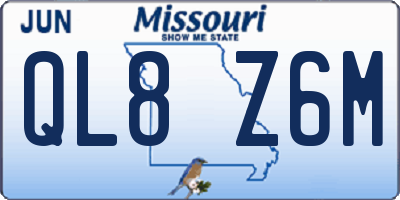 MO license plate QL8Z6M