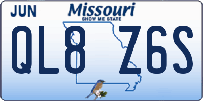 MO license plate QL8Z6S