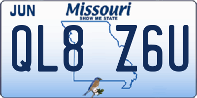 MO license plate QL8Z6U