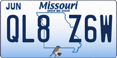 MO license plate QL8Z6W