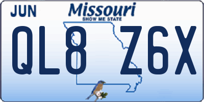 MO license plate QL8Z6X