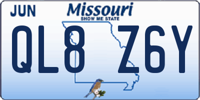 MO license plate QL8Z6Y