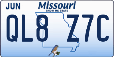 MO license plate QL8Z7C