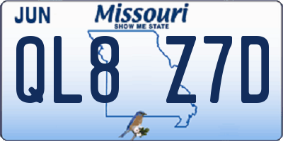 MO license plate QL8Z7D