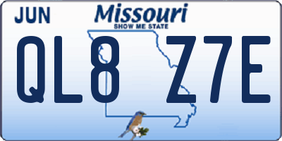 MO license plate QL8Z7E