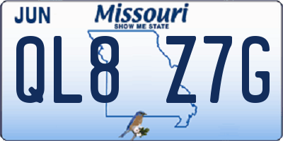 MO license plate QL8Z7G