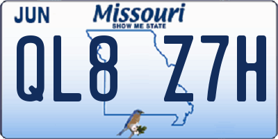 MO license plate QL8Z7H