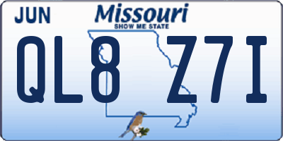 MO license plate QL8Z7I