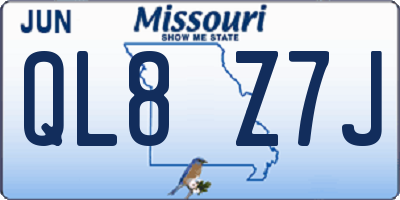 MO license plate QL8Z7J