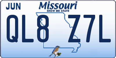 MO license plate QL8Z7L