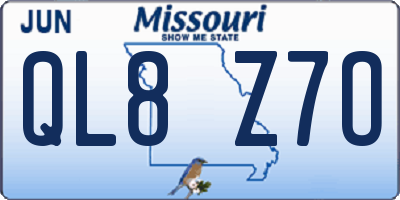 MO license plate QL8Z7O