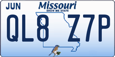 MO license plate QL8Z7P