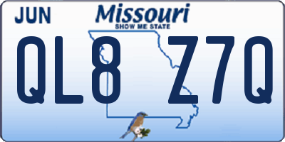 MO license plate QL8Z7Q