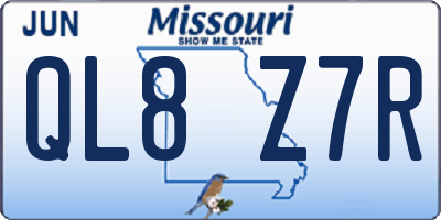 MO license plate QL8Z7R