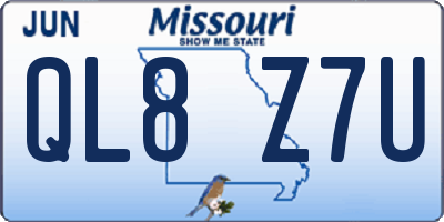 MO license plate QL8Z7U