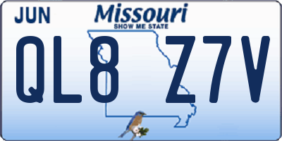 MO license plate QL8Z7V