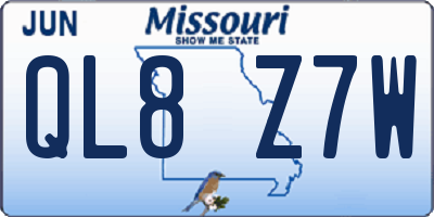 MO license plate QL8Z7W