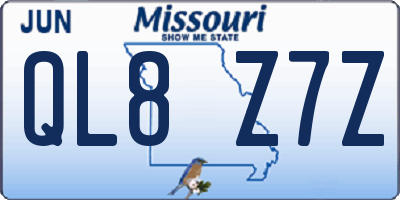 MO license plate QL8Z7Z