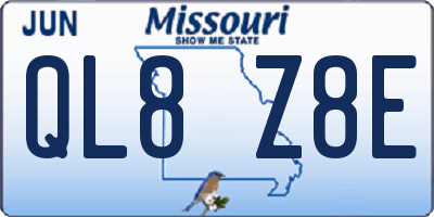 MO license plate QL8Z8E