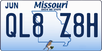 MO license plate QL8Z8H